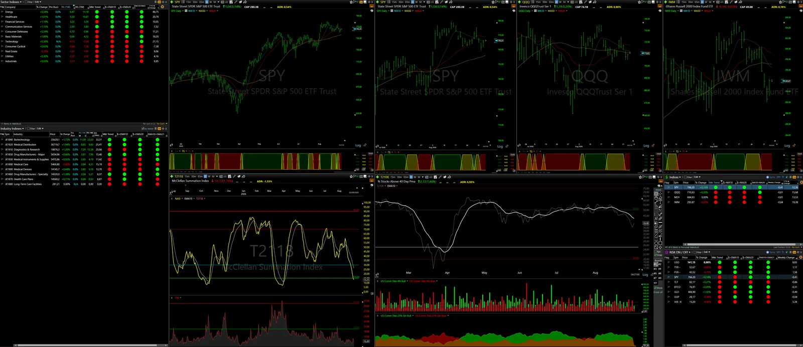 Market Watch TC2000: una vista organizzata per monitorare il mercato.